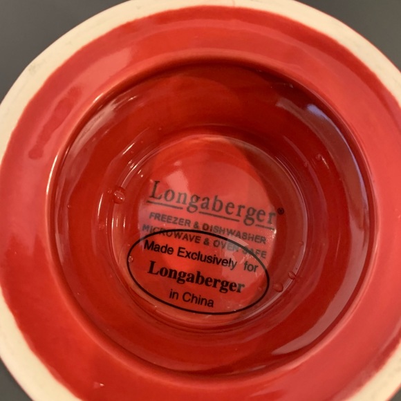 Longaberger Red Ruffled Pedestal Bowl 4” tall with a 7” Opening Diameter - Picture 5 of 5